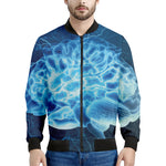Blue Electrical Brain Activity Print Men's Bomber Jacket
