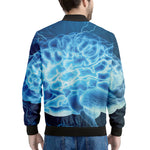 Blue Electrical Brain Activity Print Men's Bomber Jacket