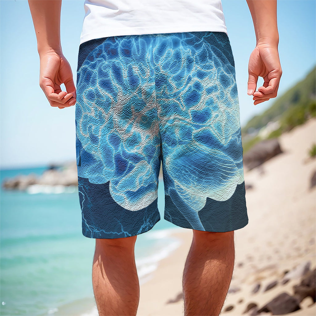 Blue Electrical Brain Activity Print Men's Cargo Shorts