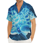 Blue Electrical Brain Activity Print Men's Deep V-Neck Shirt