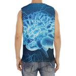 Blue Electrical Brain Activity Print Men's Fitness Tank Top