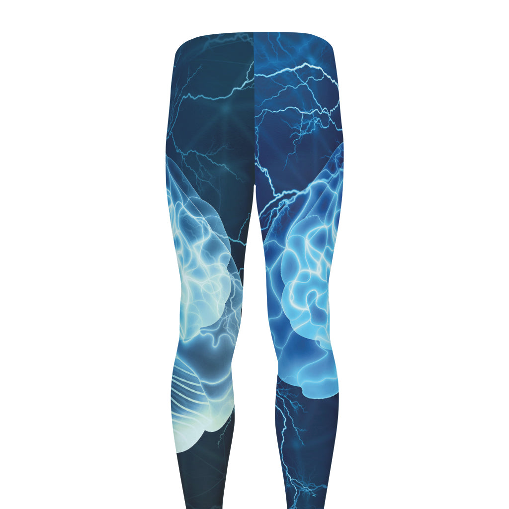 Blue Electrical Brain Activity Print Men's leggings