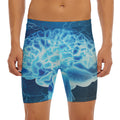 Blue Electrical Brain Activity Print Men's Long Boxer Briefs