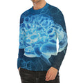 Blue Electrical Brain Activity Print Men's Long Sleeve Rash Guard