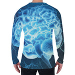 Blue Electrical Brain Activity Print Men's Long Sleeve T-Shirt