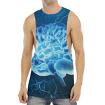Blue Electrical Brain Activity Print Men's Muscle Tank Top