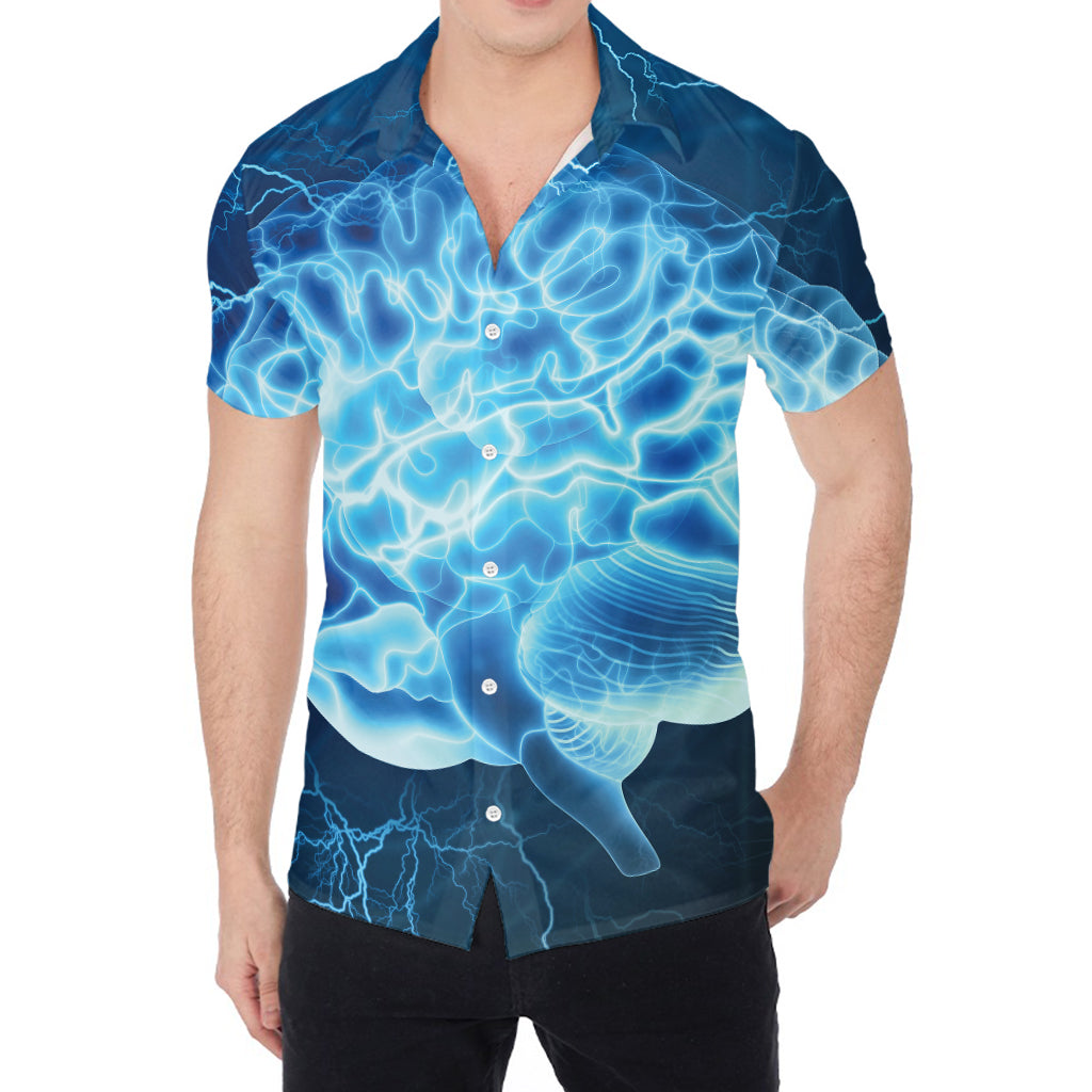 Blue Electrical Brain Activity Print Men's Shirt