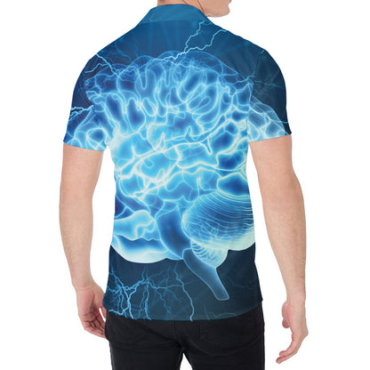 Blue Electrical Brain Activity Print Men's Shirt