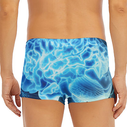 Blue Electrical Brain Activity Print Men's Short Boxer Briefs