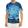 Blue Electrical Brain Activity Print Men's Short Sleeve Rash Guard