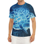 Blue Electrical Brain Activity Print Men's Short Sleeve Rash Guard