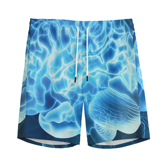 Blue Electrical Brain Activity Print Men's Sports Shorts