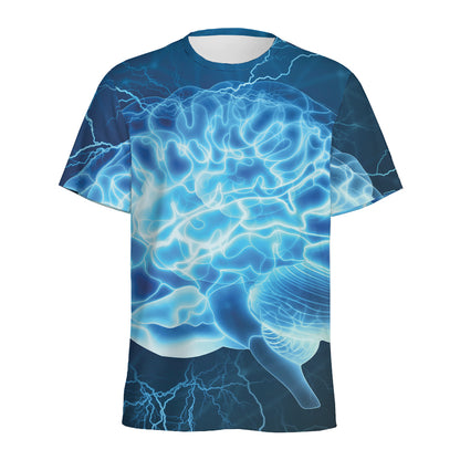 Blue Electrical Brain Activity Print Men's Sports T-Shirt