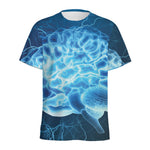 Blue Electrical Brain Activity Print Men's Sports T-Shirt
