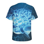 Blue Electrical Brain Activity Print Men's Sports T-Shirt