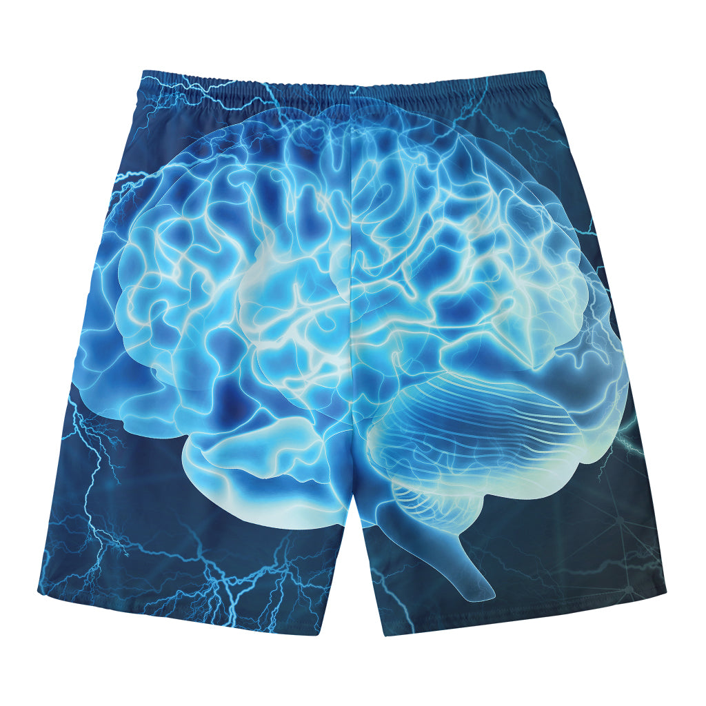 Blue Electrical Brain Activity Print Men's Swim Trunks