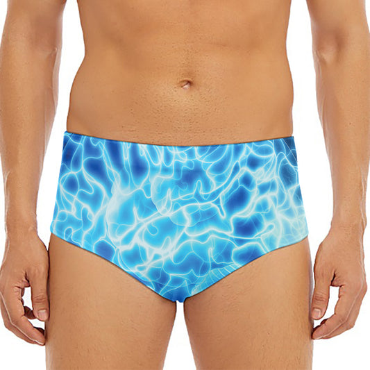 Blue Electrical Brain Activity Print Men's Triangle Swim Briefs