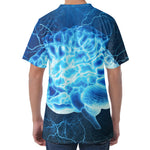 Blue Electrical Brain Activity Print Men's Velvet T-Shirt