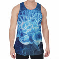 Blue Electrical Brain Activity Print Men's Velvet Tank Top