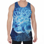 Blue Electrical Brain Activity Print Men's Velvet Tank Top