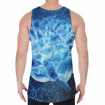 Blue Electrical Brain Activity Print Men's Velvet Tank Top