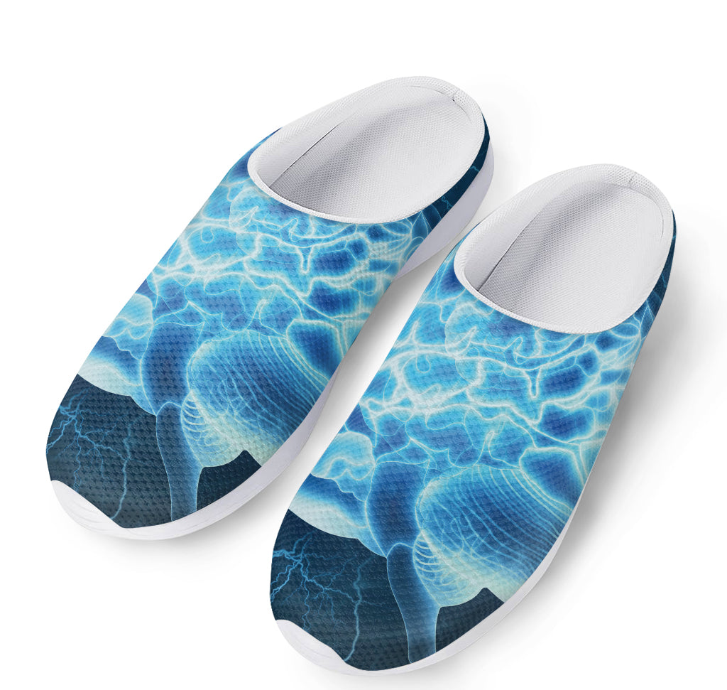 Blue Electrical Brain Activity Print Mesh Casual Shoes