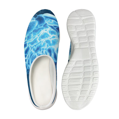 Blue Electrical Brain Activity Print Mesh Casual Shoes