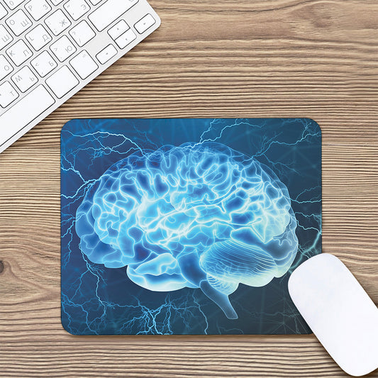Blue Electrical Brain Activity Print Mouse Pad
