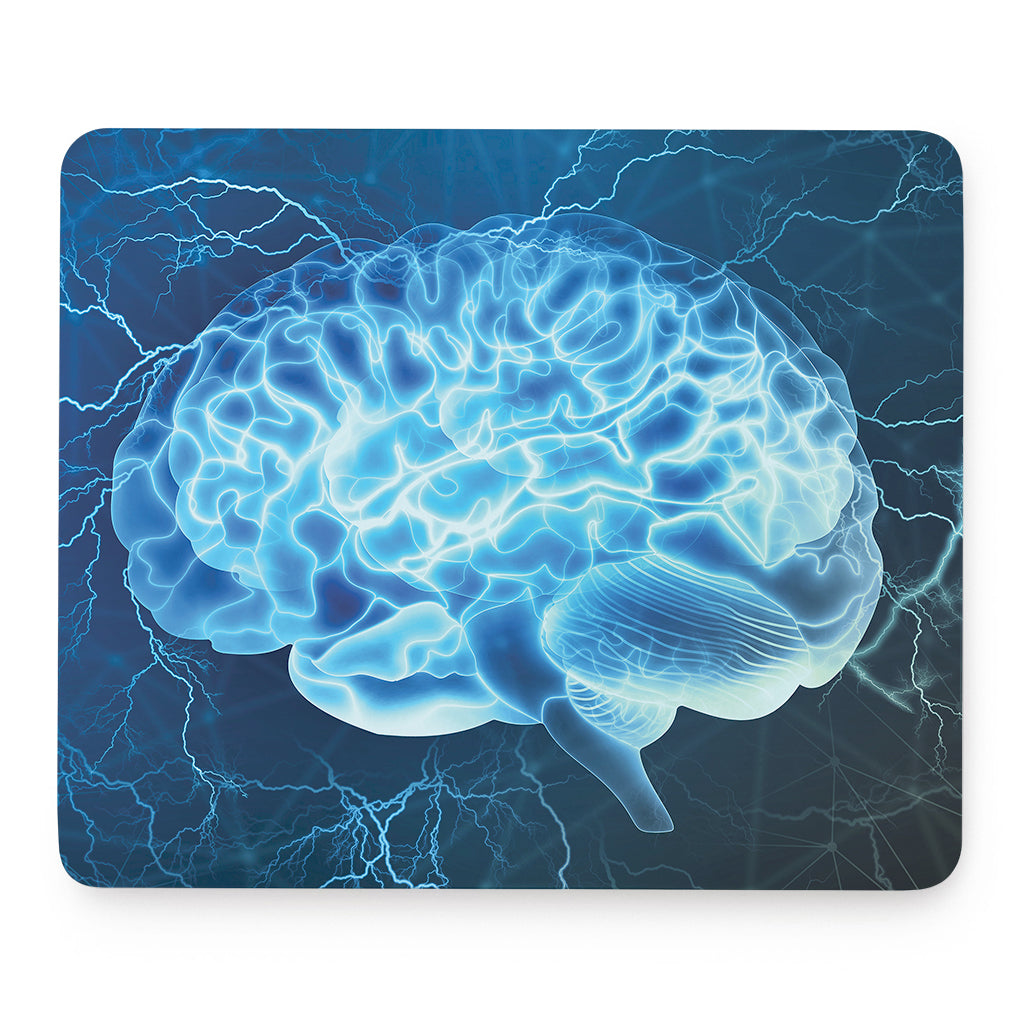 Blue Electrical Brain Activity Print Mouse Pad