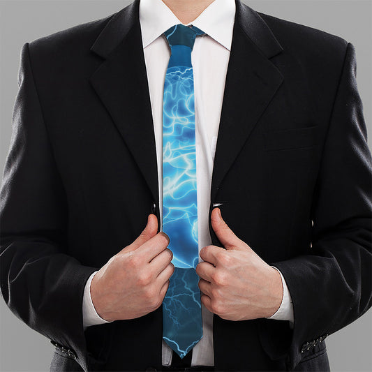 Blue Electrical Brain Activity Print Necktie