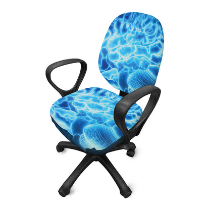 Blue Electrical Brain Activity Print Office Chair Cover