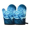 Blue Electrical Brain Activity Print Oven Mitts