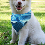 Blue Electrical Brain Activity Print Over The Collar Dog Bandana