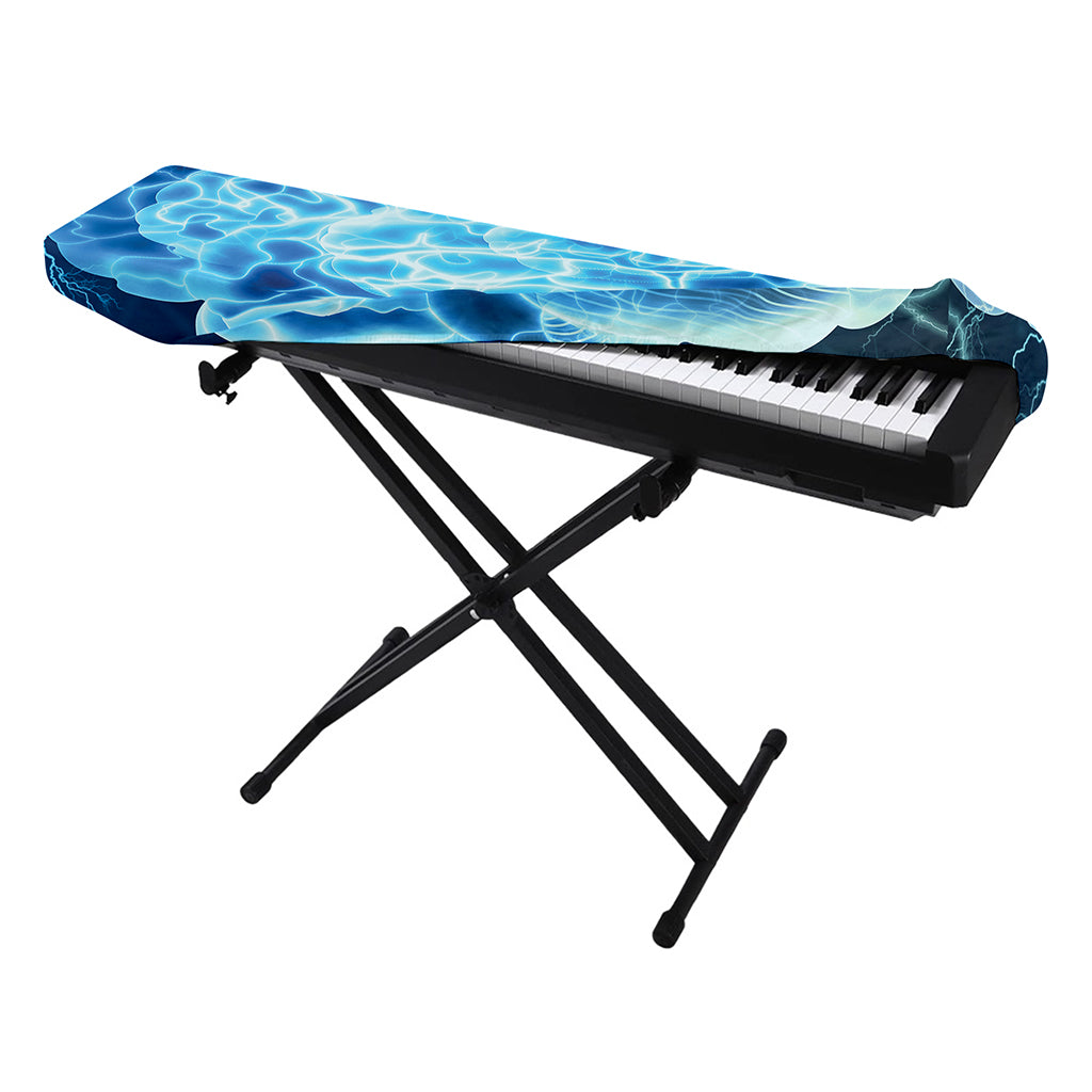 Blue Electrical Brain Activity Print Piano Keyboard Cover