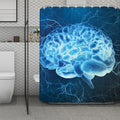 Blue Electrical Brain Activity Print Polyester Shower Curtain