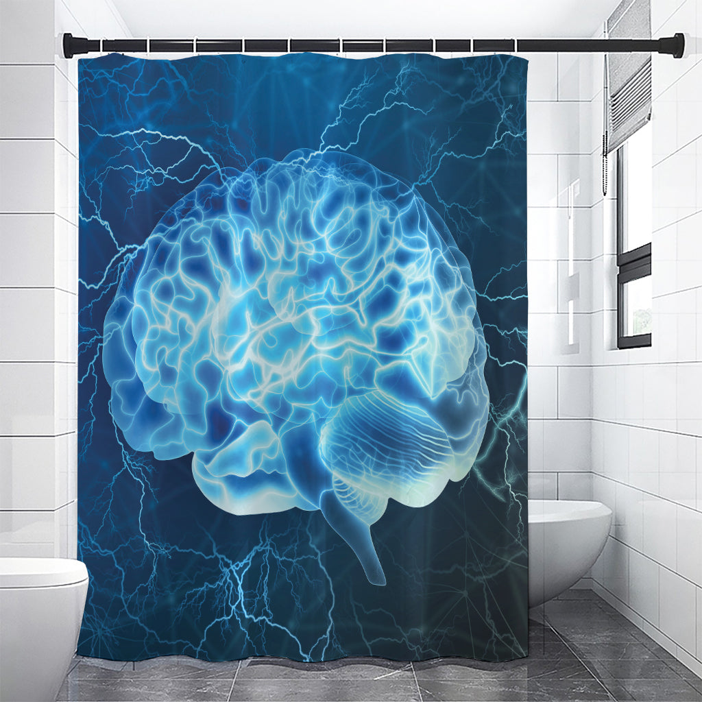 Blue Electrical Brain Activity Print Premium Shower Curtain