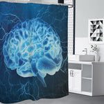 Blue Electrical Brain Activity Print Premium Shower Curtain