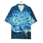 Blue Electrical Brain Activity Print Rayon Hawaiian Shirt