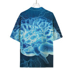 Blue Electrical Brain Activity Print Rayon Hawaiian Shirt