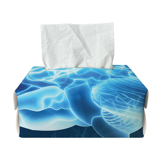 Blue Electrical Brain Activity Print Rectangle Tissue Box Cover