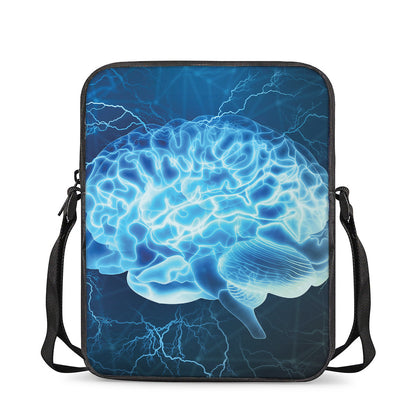 Blue Electrical Brain Activity Print Rectangular Crossbody Bag