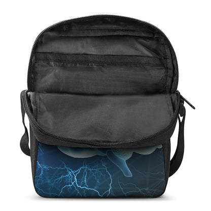 Blue Electrical Brain Activity Print Rectangular Crossbody Bag