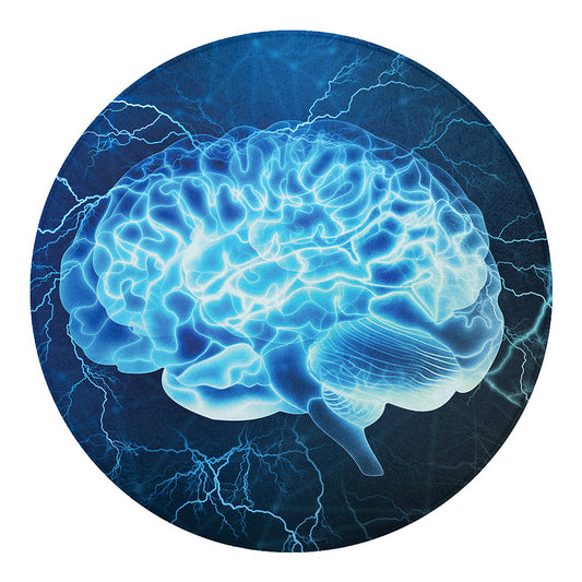 Blue Electrical Brain Activity Print Round Blanket