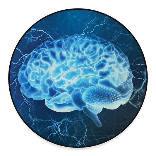 Blue Electrical Brain Activity Print Round Floor Mat