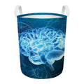 Blue Electrical Brain Activity Print Round Laundry Basket