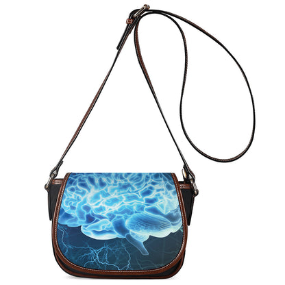 Blue Electrical Brain Activity Print Saddle Bag