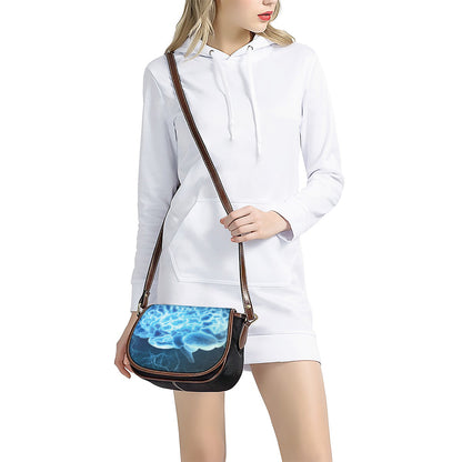 Blue Electrical Brain Activity Print Saddle Bag