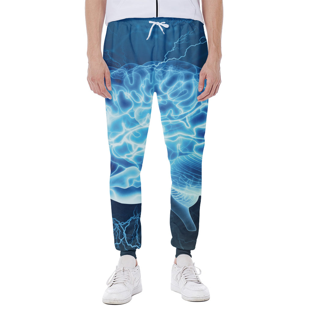 Blue Electrical Brain Activity Print Scuba Joggers