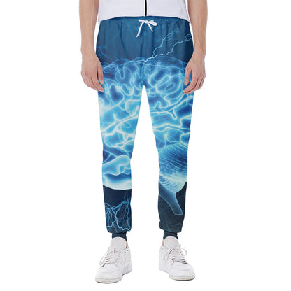 Blue Electrical Brain Activity Print Scuba Joggers