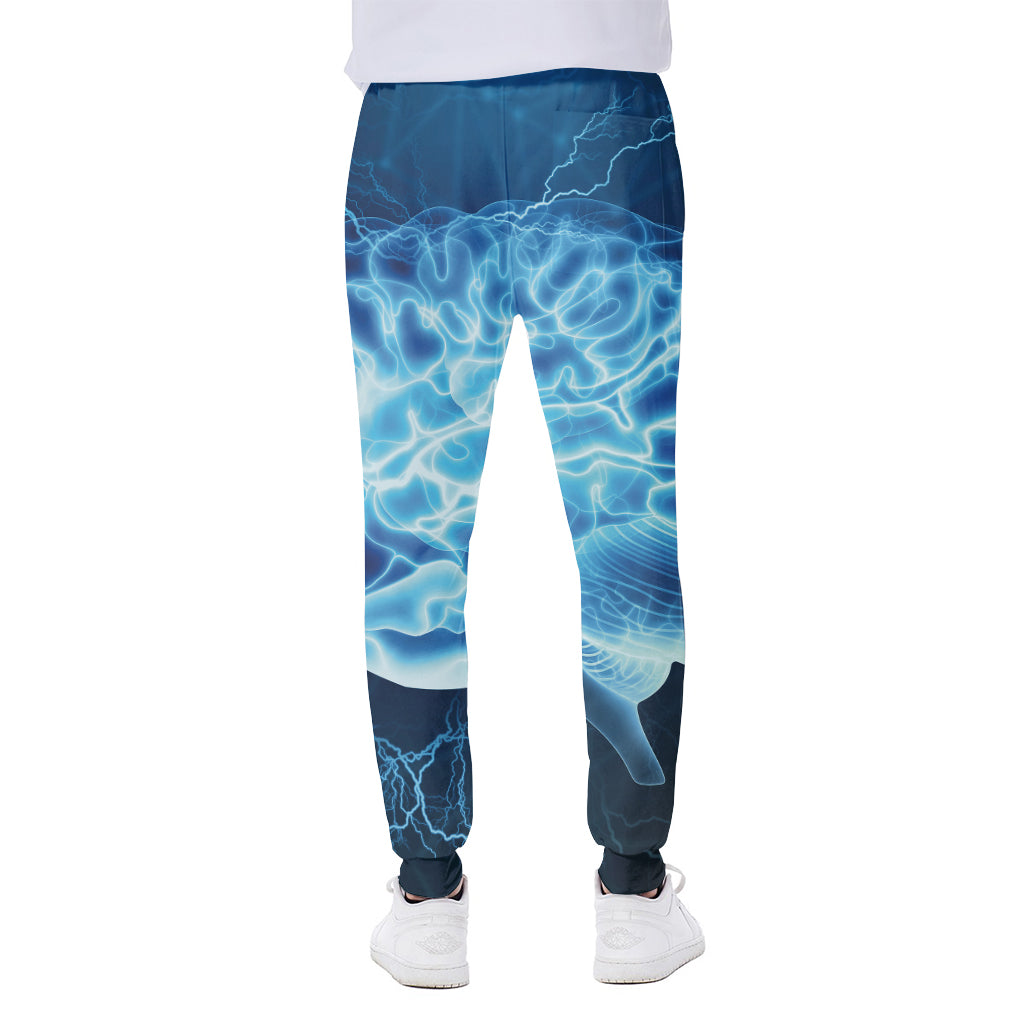 Blue Electrical Brain Activity Print Scuba Joggers